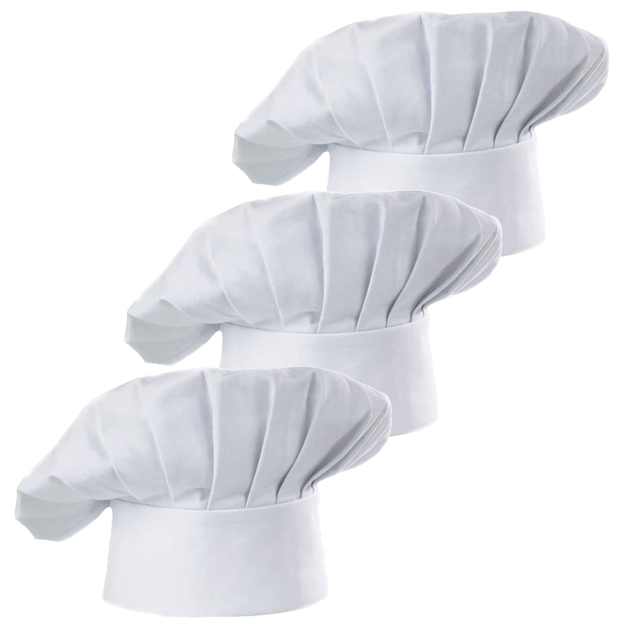 Set of 3 Pack Adult Chef Hat Adult Adjustable Elastic Baker Kitchen Cooking Chef Cap 3 Pieces
