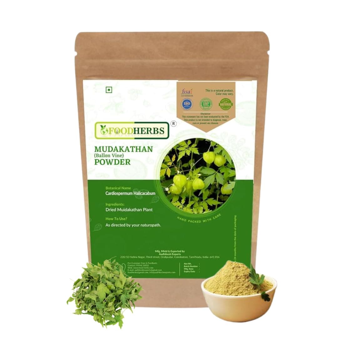 Foodherbs Mudakathan Powder 200 GMS | Kanphata Herb | Cardiospermum Halicacabum for Joint Support, Skin Care, and Overall Wellness