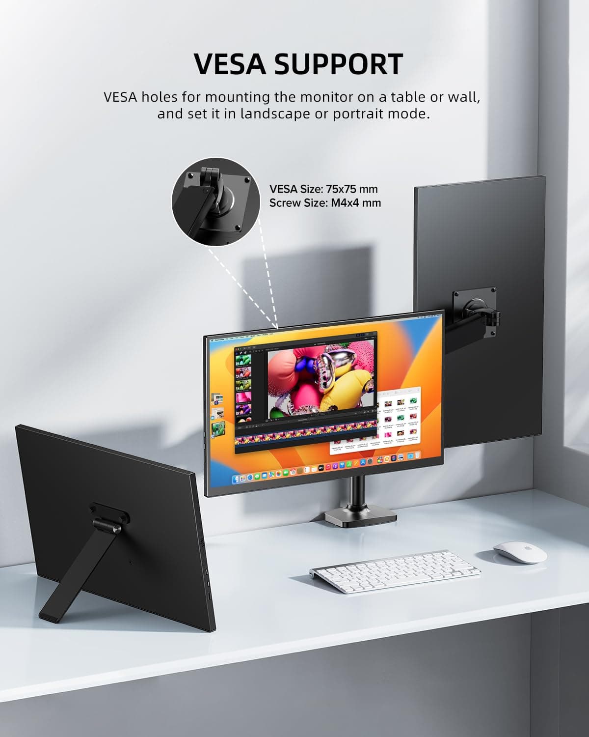 UPERFECT Portable Monitor, 18.5" Portable Monitor, 1920×1080 Full HD IPS USB C Monitor with Standard HDMI, Type C, OTG, and VESA Hole for Laptop PC Phone