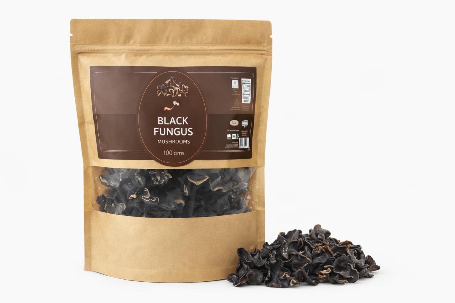 Food Library The Magic Of Nature Dried Black Fungus Mushrooms, 100g | Premium Edible Mushrooms for Soups, Stir-Fries & Asian Cooking