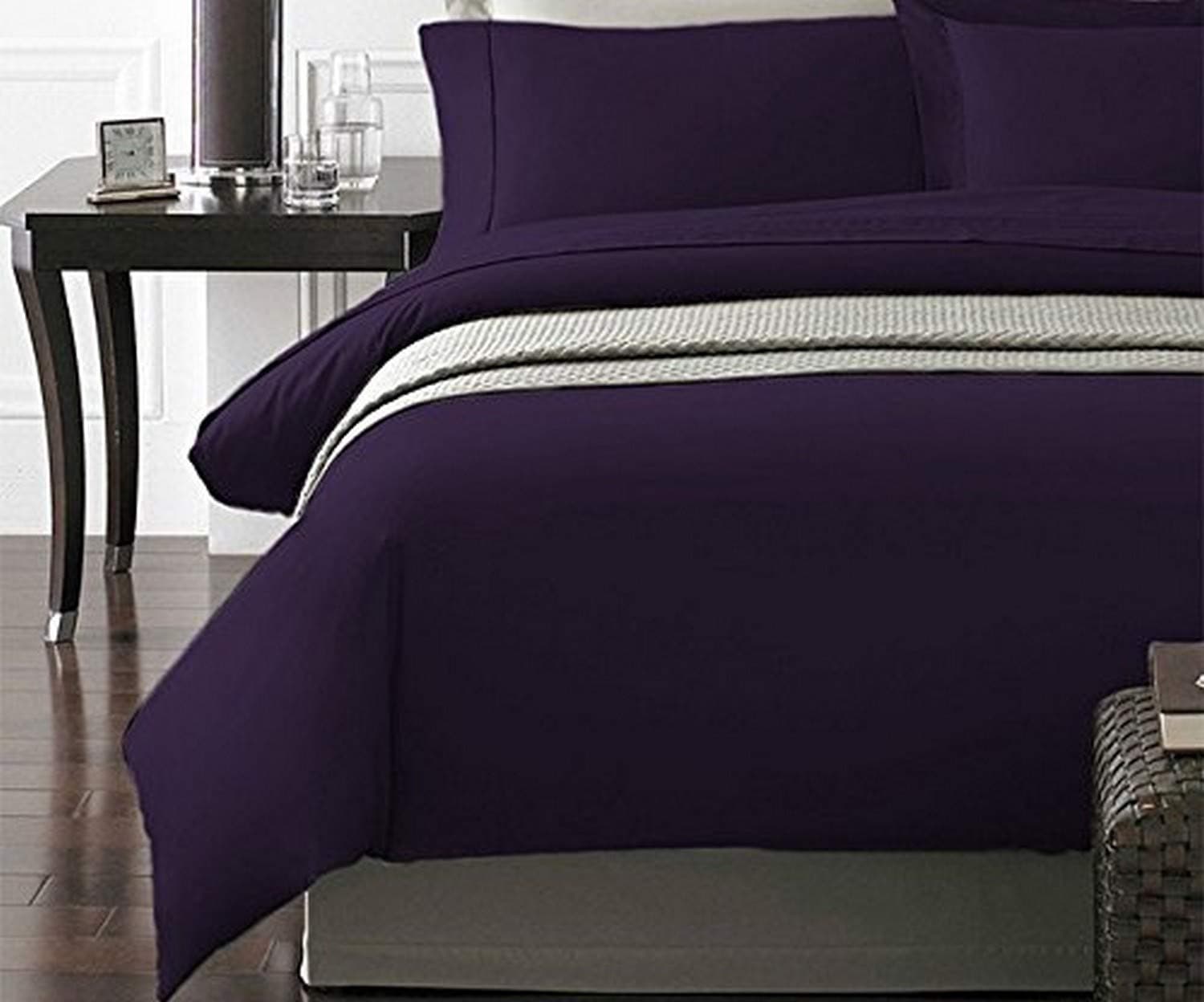 Spirit Linen Hotel 5Th Ave New York Collection 2-Piece Luxurious Ultra Soft Duvet Cover with Pillow Cases, Twin, Purple