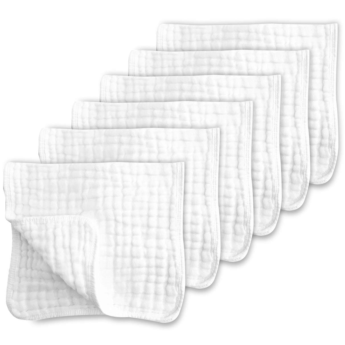 Muslin Burp Cotton Cloths for Baby (Pack of 6, White)