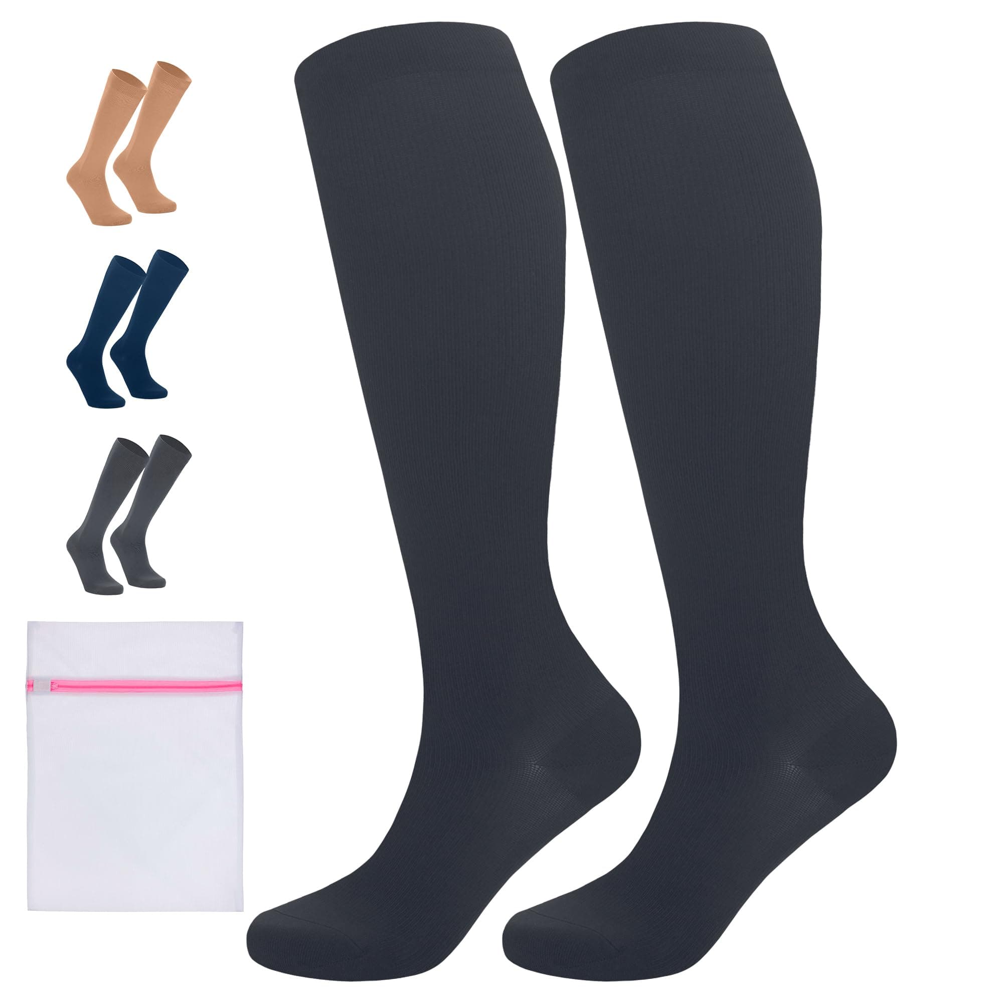 360 RELIEF Compression Socks for Women & Men - 15-20 mmHg Travel Flight Socks – Graduated Support - Ideal for Running, Cycling & during Maternity - with Laundry Bag