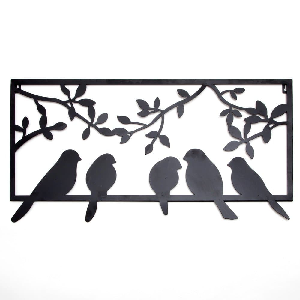 Bits and Pieces - Bird Silhouette Wall Art - Metal Perched Birds Home Décor Accent