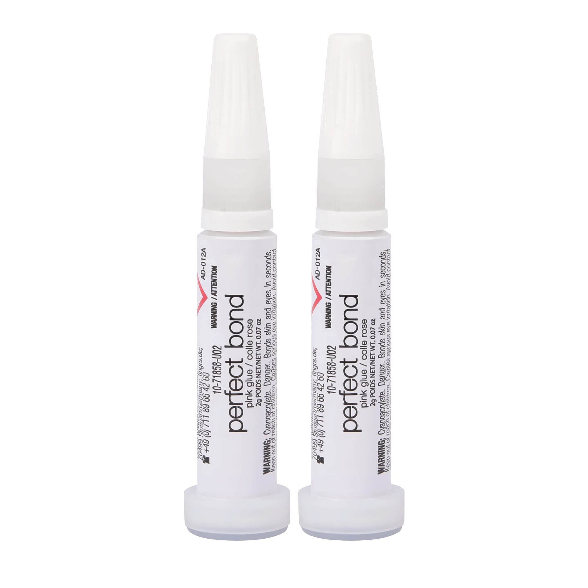 Nailene Perfect Bond Nail Glue - Durable, Easy to Apply False Nail Glue – Repairs Natural Nails – Quick-Drying Nail Adhesive Lasts Up to 7 Days - Pink Tint - 2 g/0.07 oz - 2 Pack