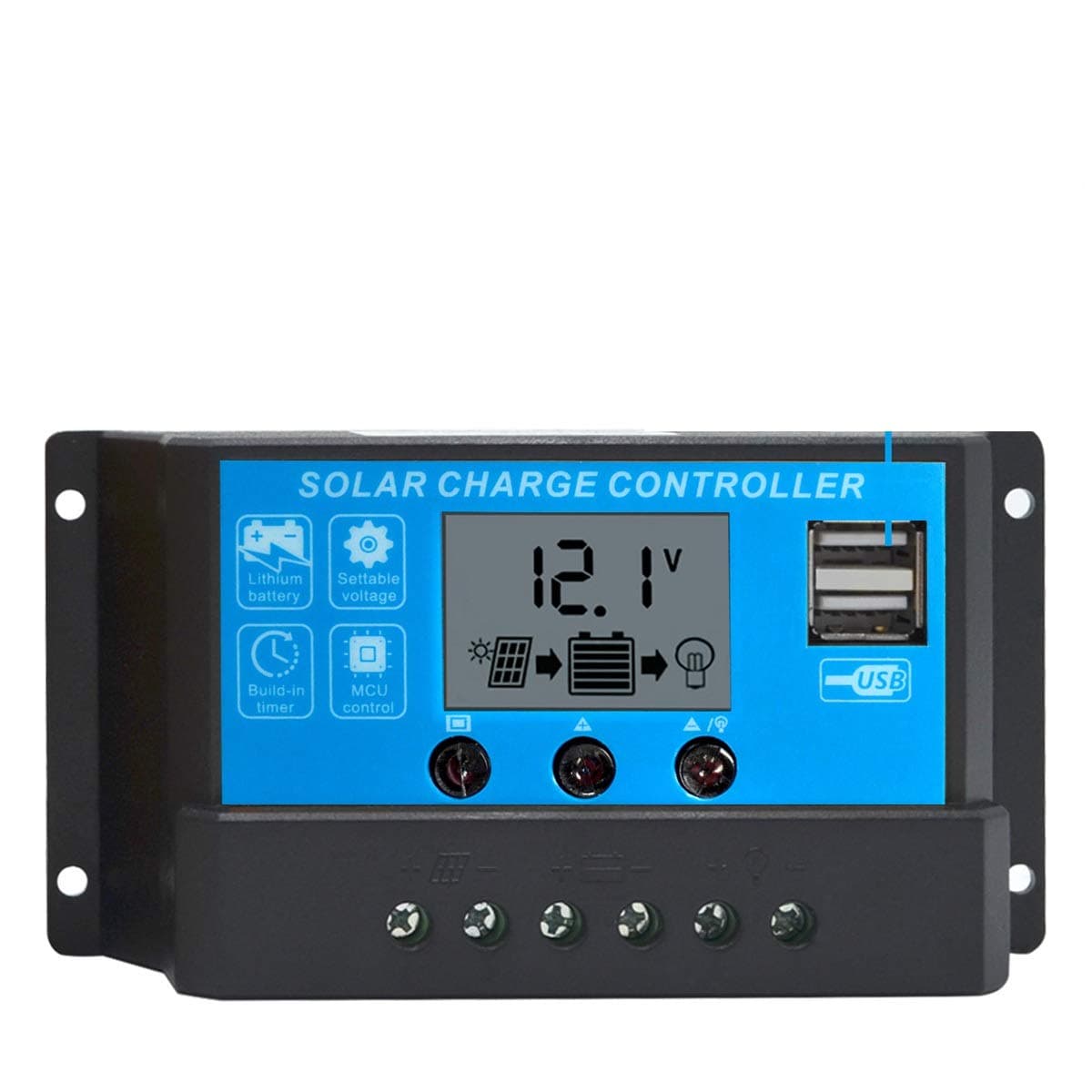 20Amp PWM Solar Charge Controller Solar Panel Battery Intelligent Regulator with USB Port LCD Display 12V/24V