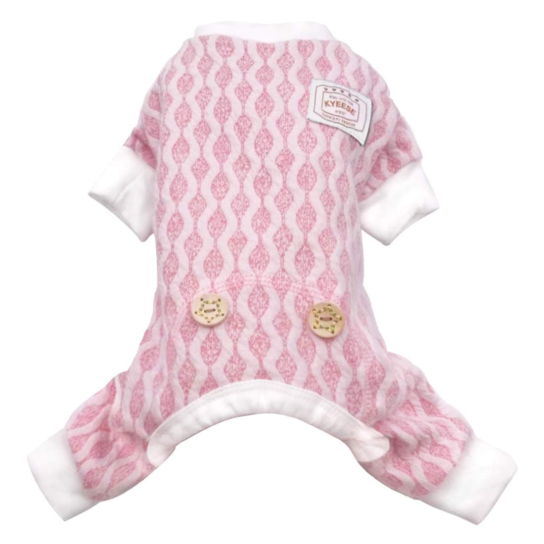KYEESE Dog Pajamas Small Cotton Pink Dogs Pjs 4 Legs Jumpsuit Cat Pajama Hair Shedding Cover