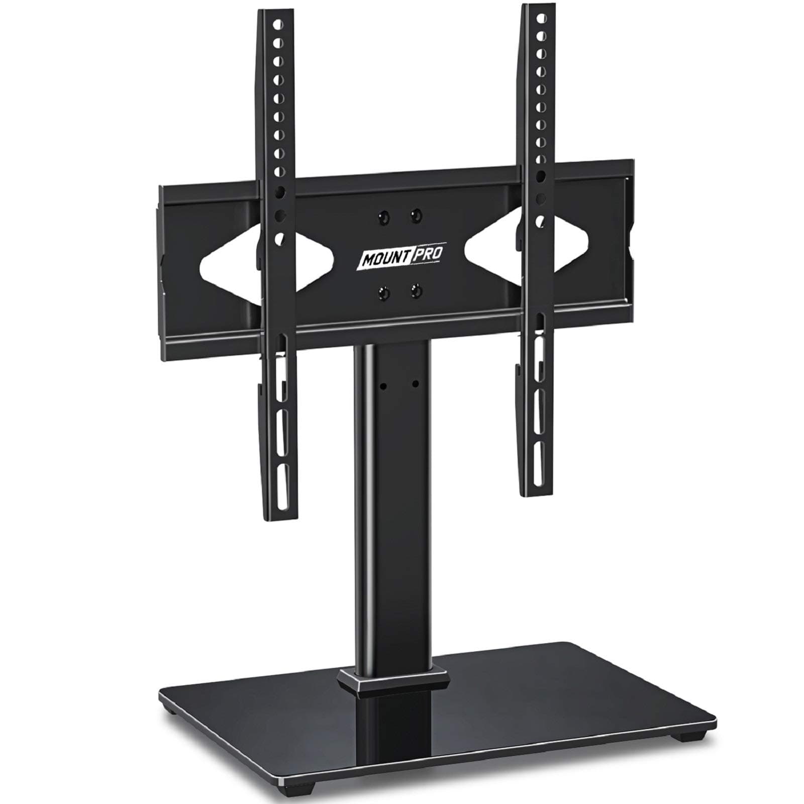 Universal TV Stand - Tabletop TV Stand for 37-55 inch LCD LED TVs - Height Adjustable TV Base Stand with Tempered Glass Base & Wire Management, VESA 400x400mm, Holds up to 88lbs