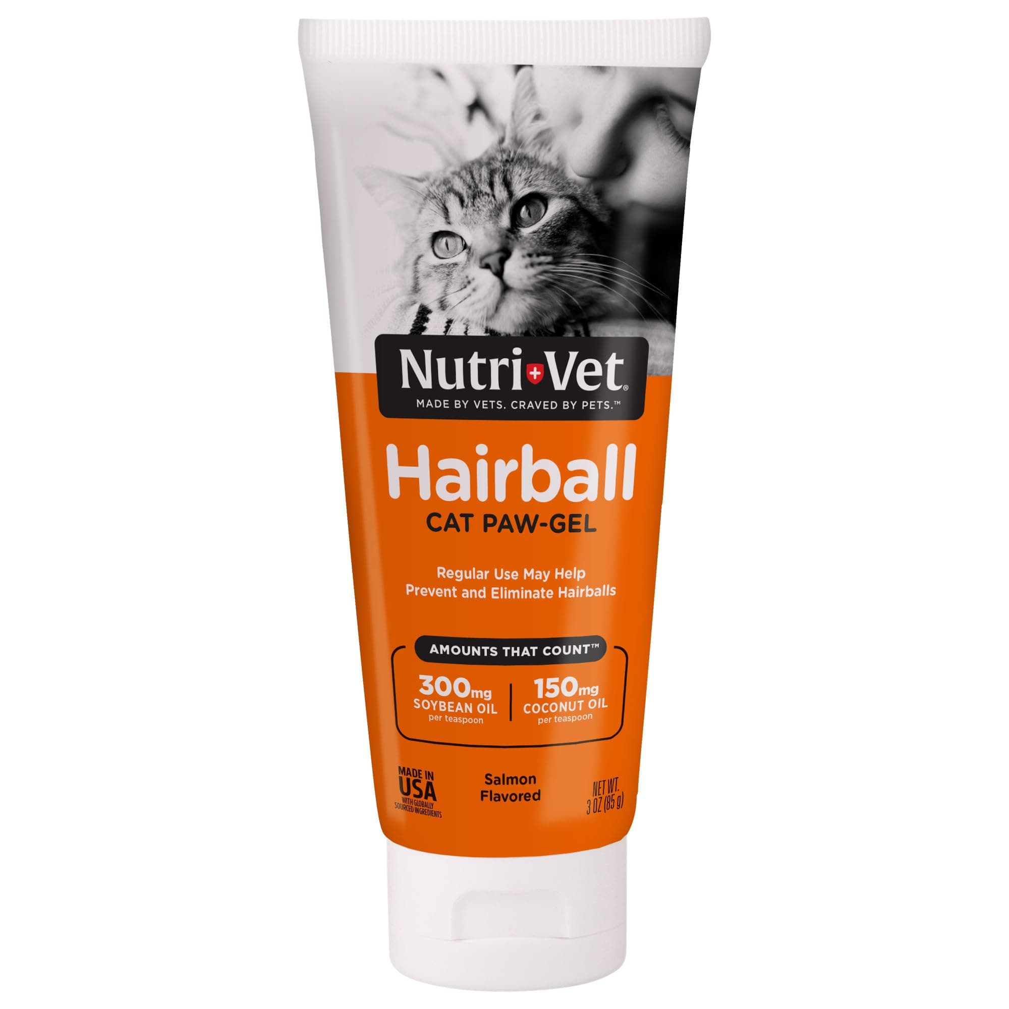 Hairball Paw Gel, Cat Hairball Remedy, Kitten Supplies, Hair Ball Relief for Cats, Fur Ball Remedy, Soybean & Coconut Oil, Salmon Flavor, 3 oz