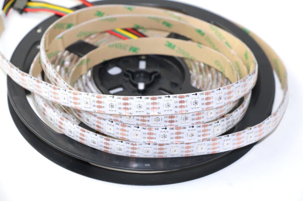 APA102 60 LEDs Pixels Addressable RGB LED Strip Magic Color Light DC5V IP65 (White PCB)