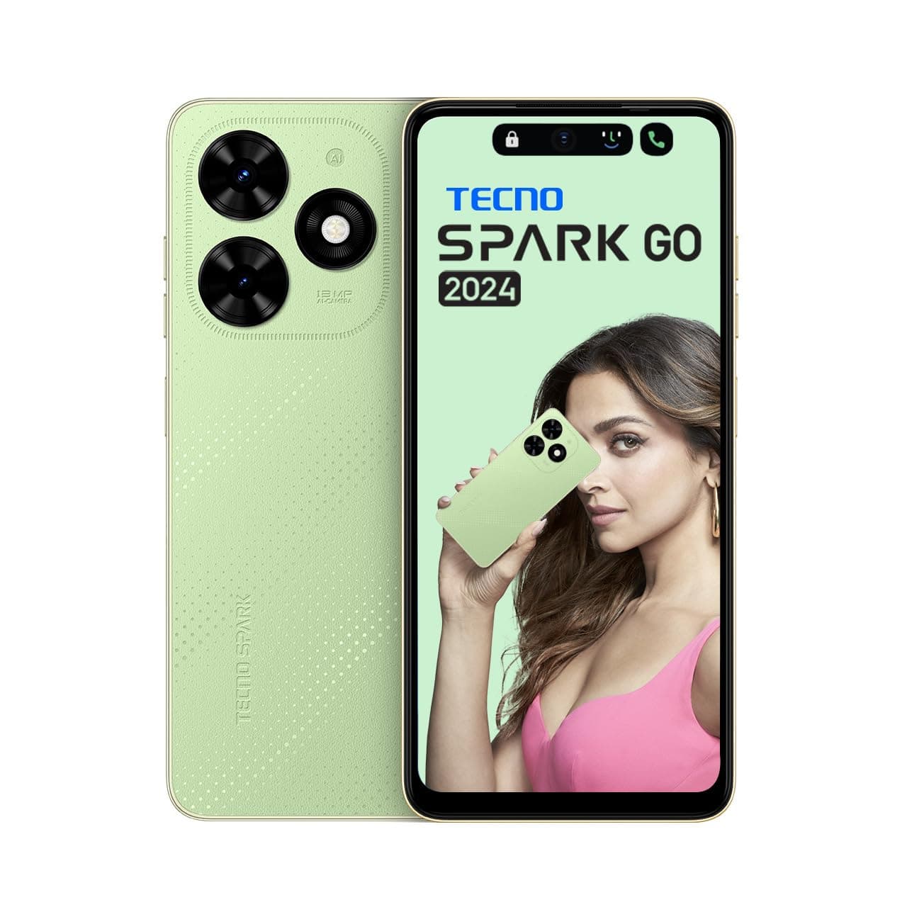 Tecno Spark Go 2024 | Magic Skin Green, (3GB+64GB)| Segment First 90Hz Dot-in Display with Dynamic Port & Dual Speakers with DTS| 5000mAh| 10W Type-C| Fingerprint Sensor| Octa-Core Processor