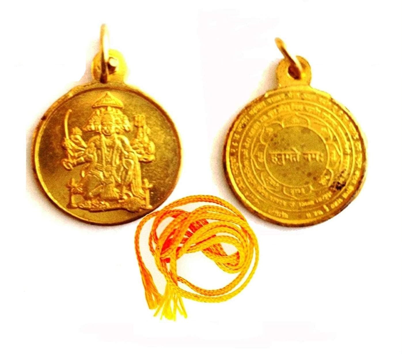 Divya Sri Panchmukhi Shree Panch Mukhi Hanuman Yantra Kavach Pendant Locket with Yellow Thread