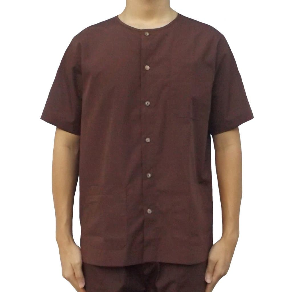 malime Men's Short Sleeve Meditation Shirt XX-Large Dark Brown