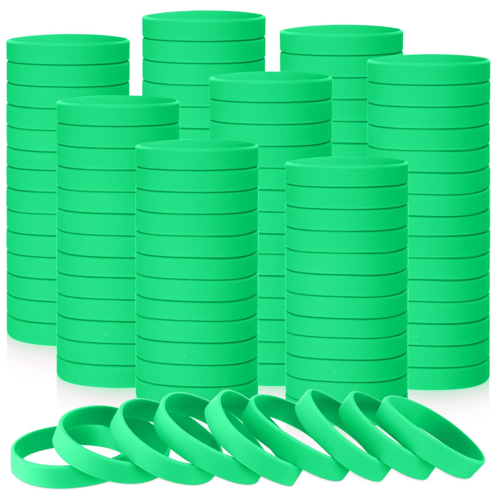 Liliful 100 Pcs Silicone Rubber Wristbands Rubber Wristband Bracelet Bands for Silicone Wristbands for Women Men(Green)