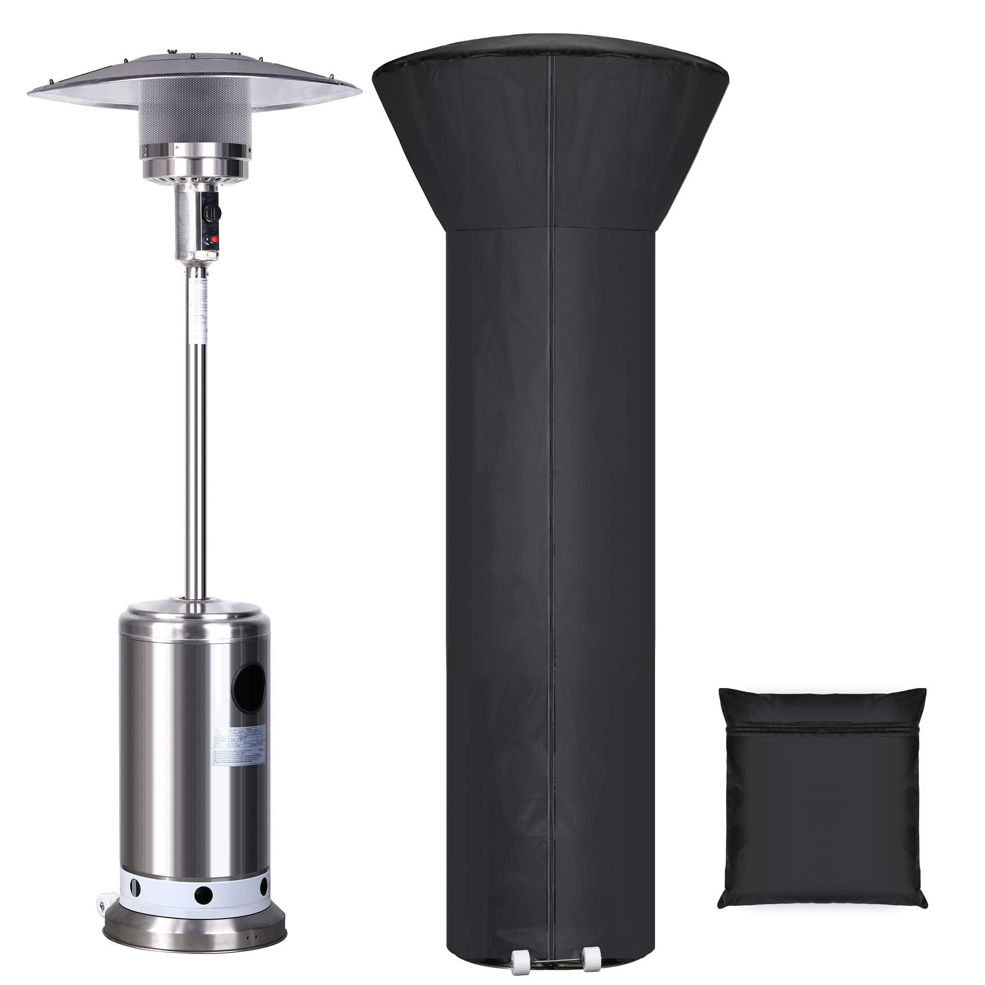 Patio Heater Cover Waterproof with Zipper and Storage Bag,Outdoor Heater Cover Has Dustproof,Wind-Resistant,UV-Resistant,Snow-Resistant Features for Patio Heater, 89'' Height x 33" Dome x 19" Base