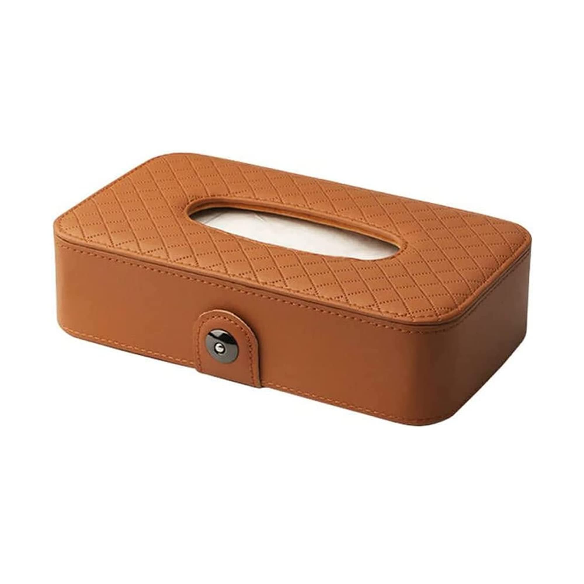 Sulfar Car Tissue Holder Sun Visor Tissue Holder, Car Visor Napkin Holder, Hanging Paper Clip, Tissue Paper Holder Dispenser, Napkin Tissue Tray PU Leather Backseat Tissue Paper Box for Truck Brown