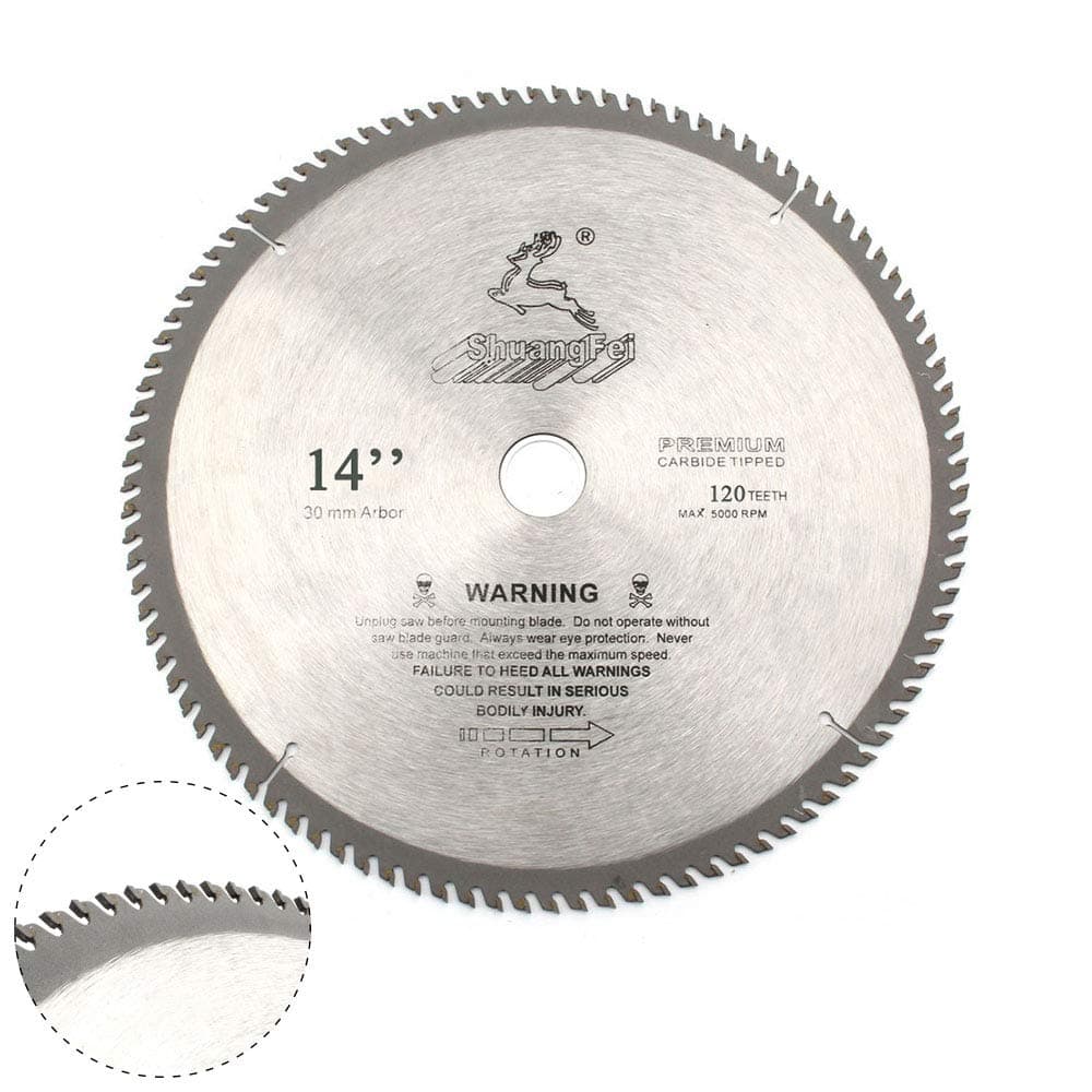 14 Inch 120-Tooth Carbide Circular Saw Blade with 30mm/1.2" Bore Wood Cutting Disc for Woodworking