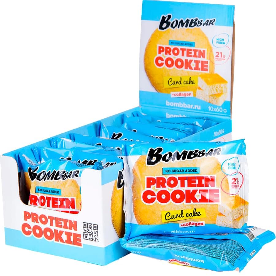 Bombbar Unglazed protein cookies Curd cake, 10 pcs * 60 g