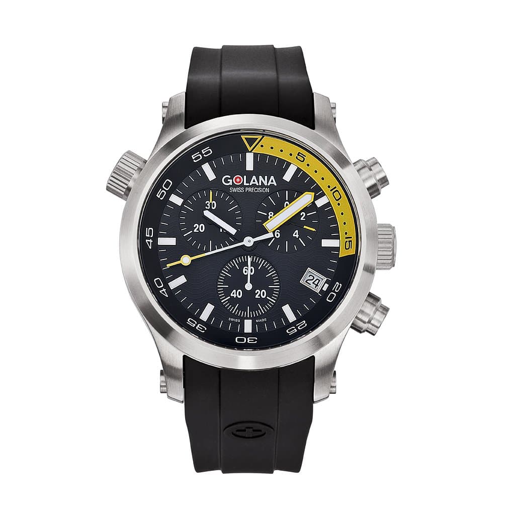 Golana Aqua Pro Swiss Made Mens Divers Chronograph with Internal Rotating Bezel AQ300-4