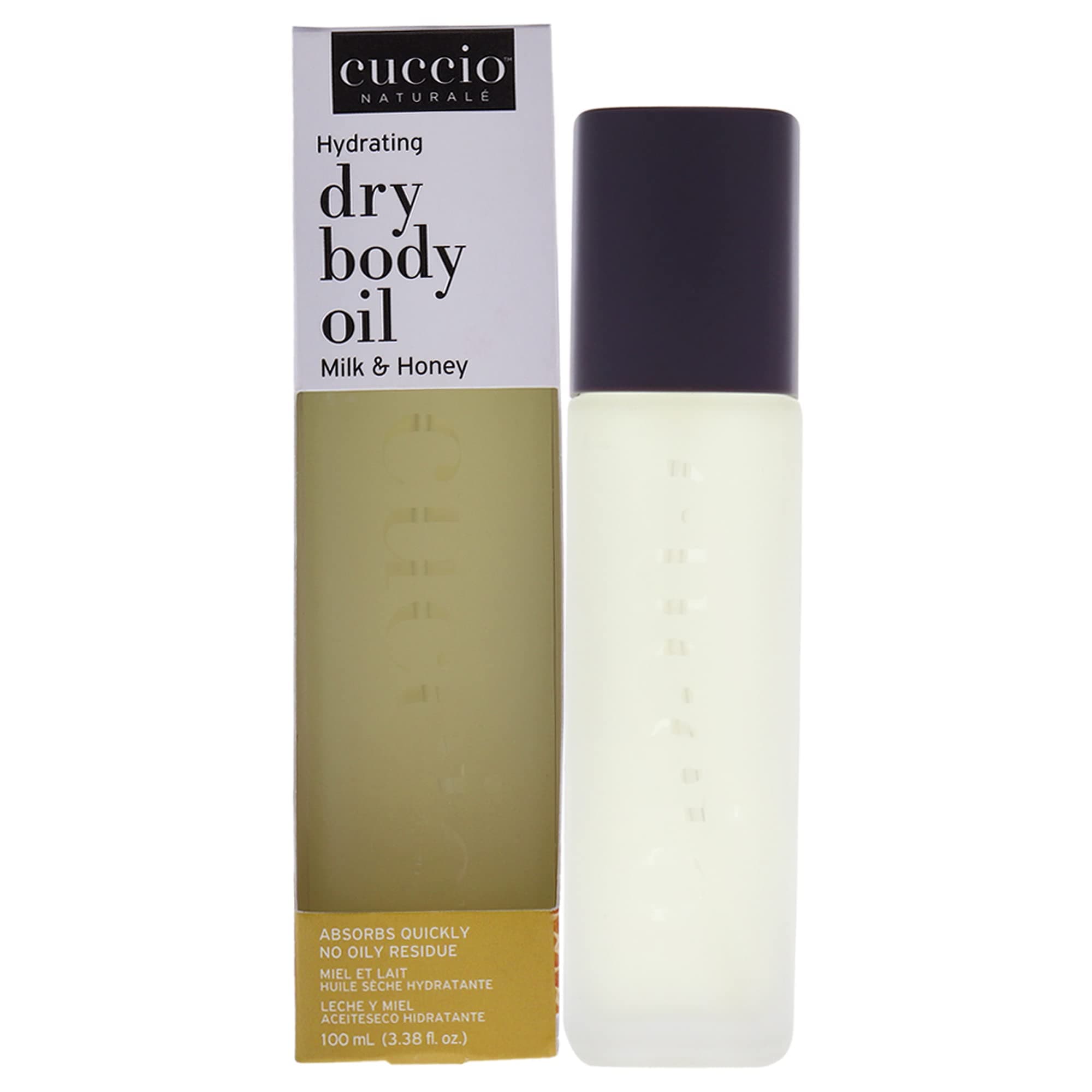 Cuccio Hydrating Dry Body Oil, Milk & Honey, 100ml, Lightweight Nourishing Fast Absorbing Non Greasy Body Oil for Dry, Sensitive Skin, Hand & All-Over Body Use