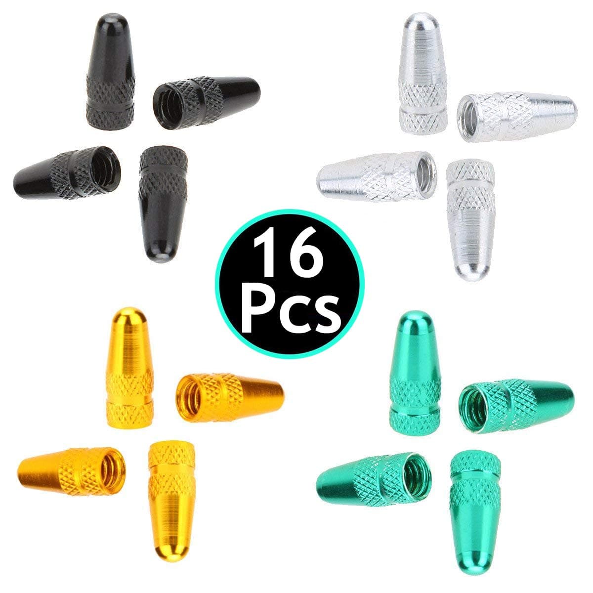UNIDOPRO Road Racing Bike Cycling 16-Pcs Presta Valve Cap Anodized Machined Aluminum Alloy Bicycle Tire Valve Caps Dust Covers - French Valve Style