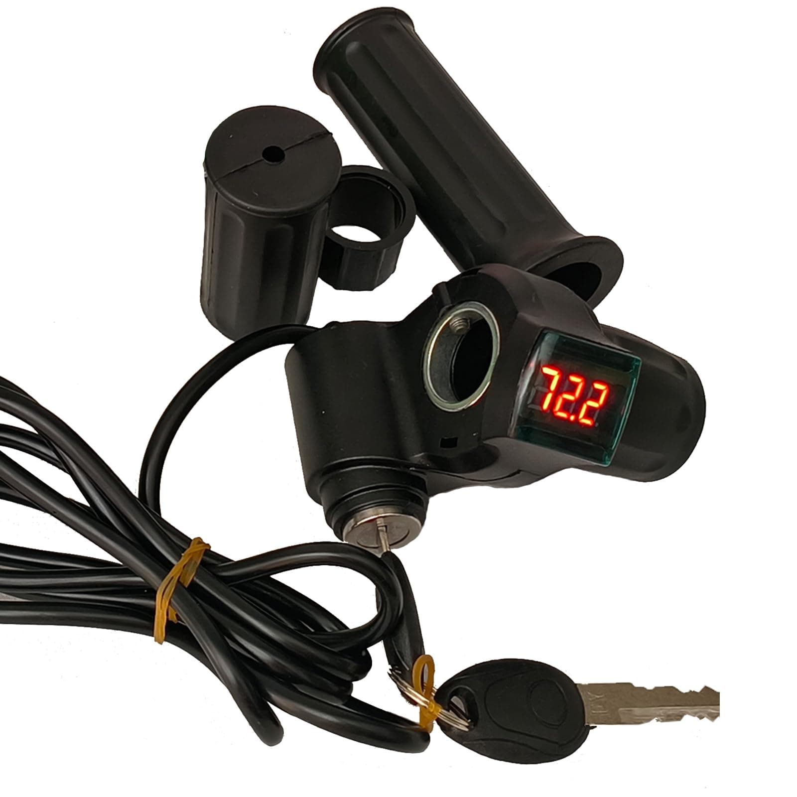 Electric Twist Throttle Grips, Electric Scooter Three Speed Throttle Handlebar, Voltage Display Electric Bike Throttle Accelerator Aluminium Speed Control