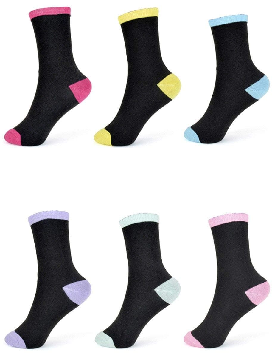Thingimijigs6 Pairs Girls Black & Multicoloured Ankle Socks