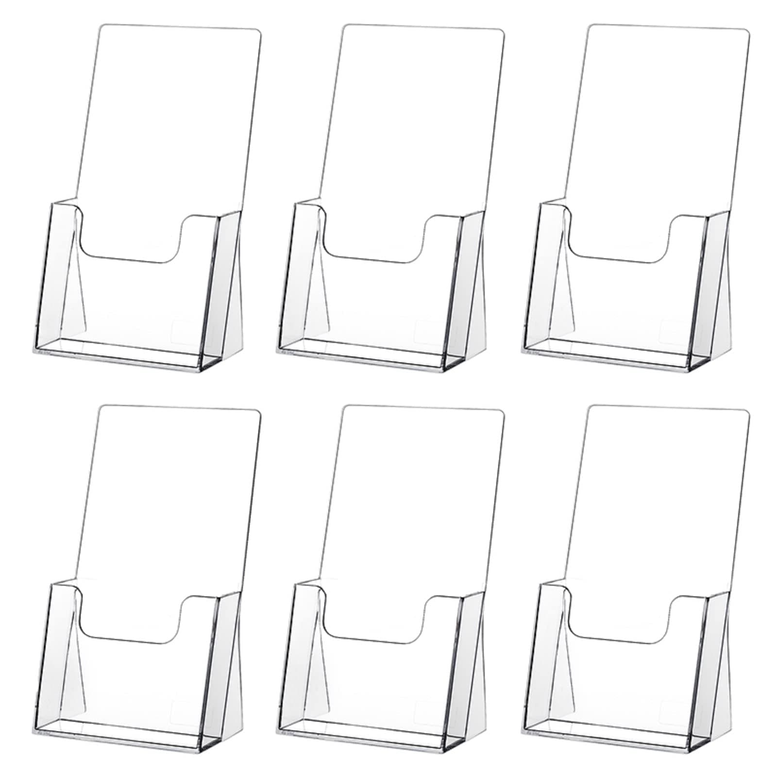 zavekia Acrylic Brochure Holder,6 packs Thicker Countertop Literature Holder Plastic Flyer Display Stand for Magazine (6 packs)