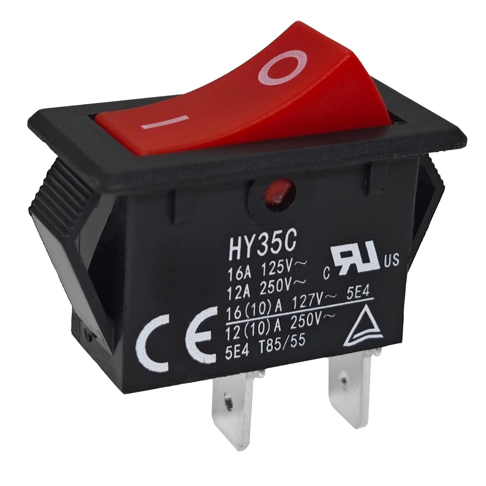 HY35C 16W Red Push Button Panel Mount 1-Way Rocker Switch