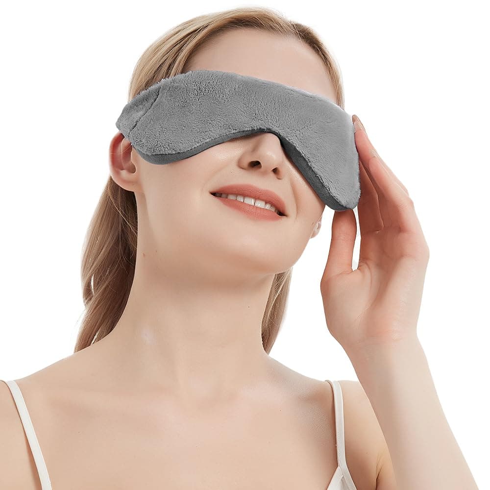 Heated Eye Mask, Microwaveble Moist Heat Eye Compress Warm Eye Mask for Dry Eyes, Weighted Eye Mask for Itchy Eyes, Stye, Sleeping, Relaxation, Therapy(Grey)