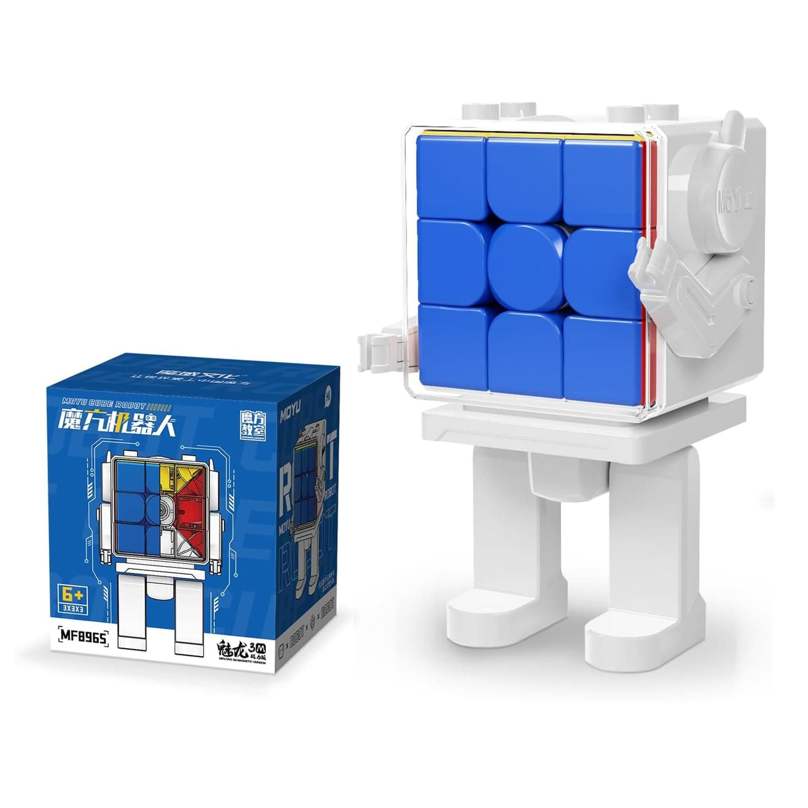 Moyu Meilong 3M Magnetic Speed Cube Robot-Shape Display Box, Adjustable Elasticity 3x3 Magnetic Cube with Stickerless Shape Moves Quickly and Smoothly