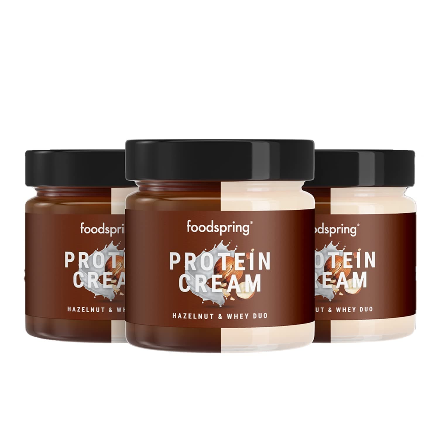 foodspring Protein Cream Duo, 3 x 200g, Hazelnut & Whey, 2X More Flavour with 85% Less Sugar
