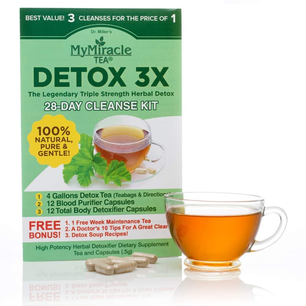 Herbal Detox Cleanse Kit by My Miracle Tea: 3-Part Triple Cleanse for Weight Loss, Purity and Health (28 Day)