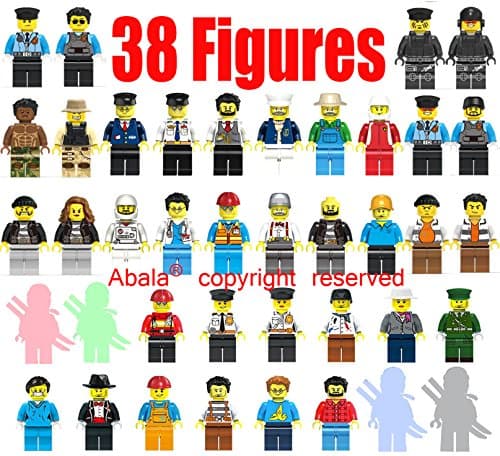 Abala Minifigures Compatible Building Bricks People Favor Party Set Variety Assemble Interchangeable Community Toys ( Policemen Doctor Racer Captain Farmer Beauty Bride Surfer )