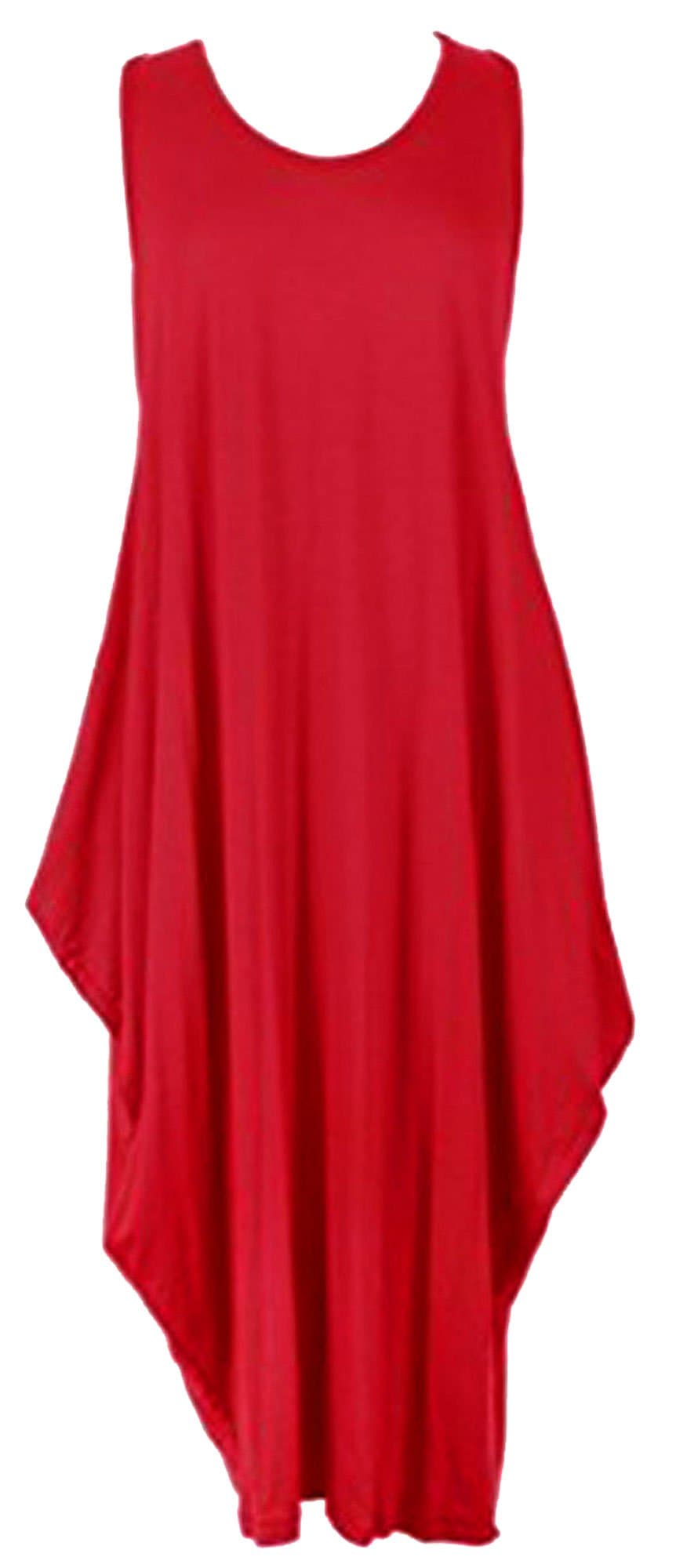 Womens Sleeveless Baggy Loose Racer Dress - Lagenlook Tulip Round Neck - Maxi Dresses for Women UK, Ladies Summer Dresses, Beach Holiday Clothes, Plus Size Dress for Women