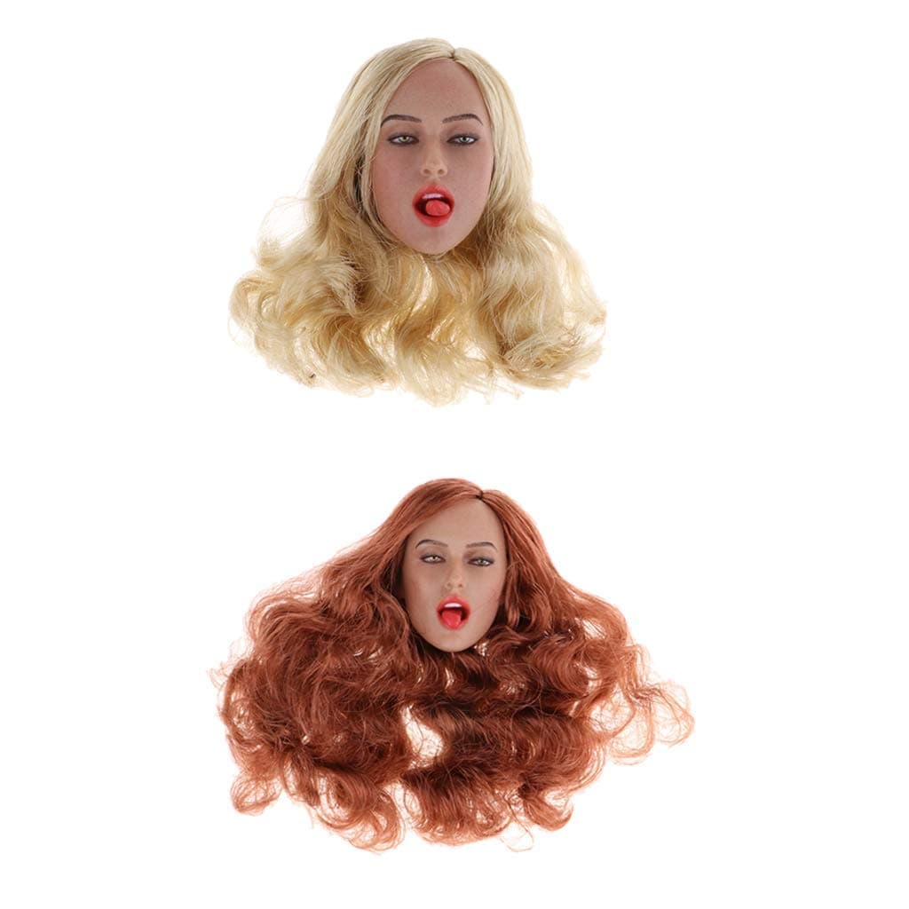 ZSMD 2Pcs 1/6 Scale Female Figure Head Sculpt, Long Hair, Handmade & Customized Makeup Hot Toys/JIAOU 12 inch Body Figure