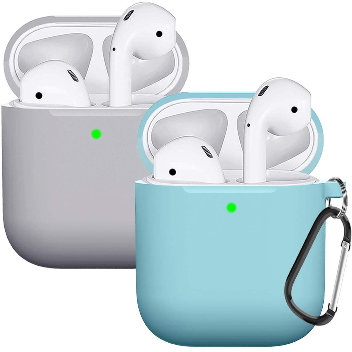 Compatible with AirPods Case Cover Silicone Protective Skin for Airpods Case 2&1 (2 Pack) Blue/Gray