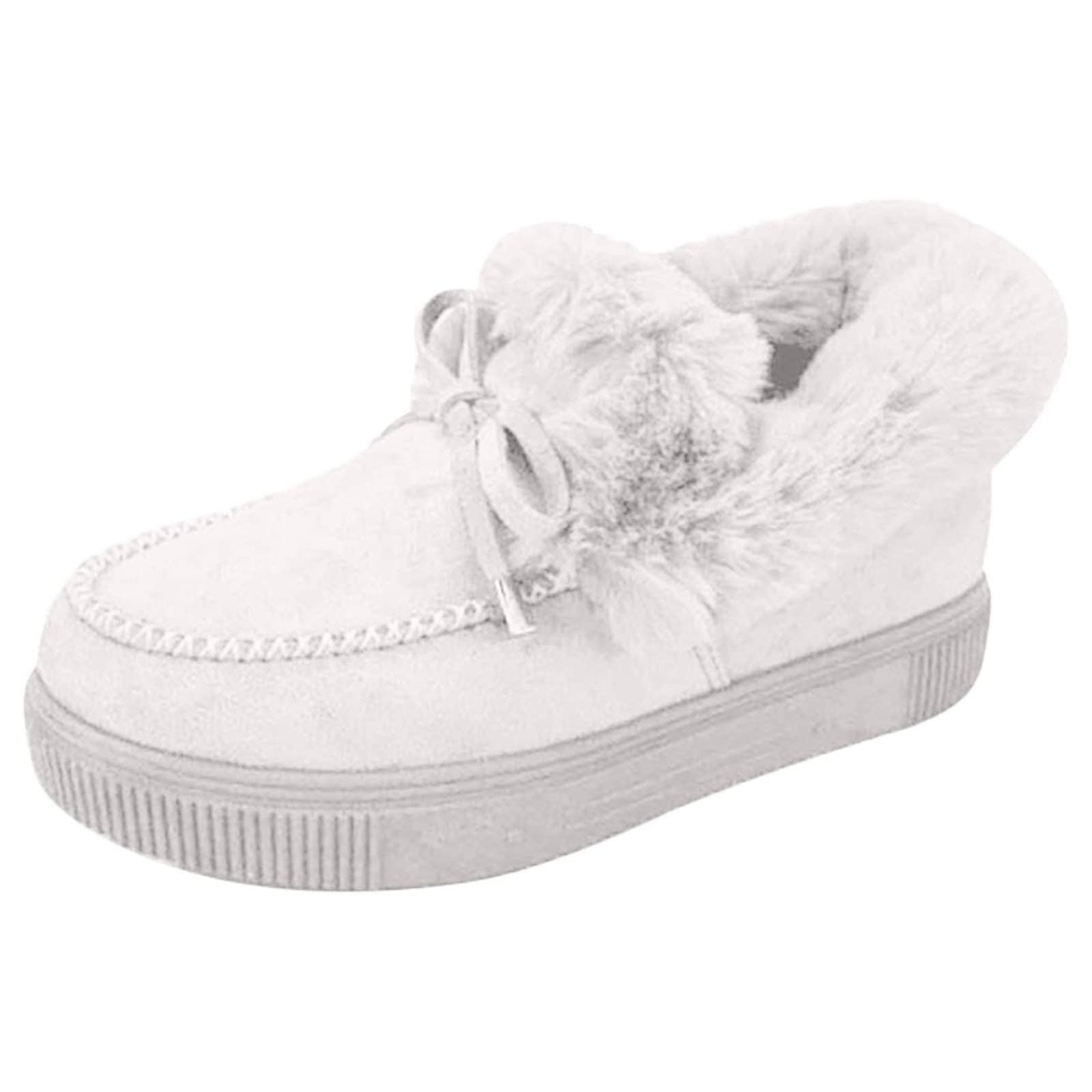 Kandylane Casual Fashion Flat Boots, Women's Winter Snow Boots Suede Flat Platform Shoes Cute Warm Winter Durable Shoes Womens Corashoes Loafer Flat