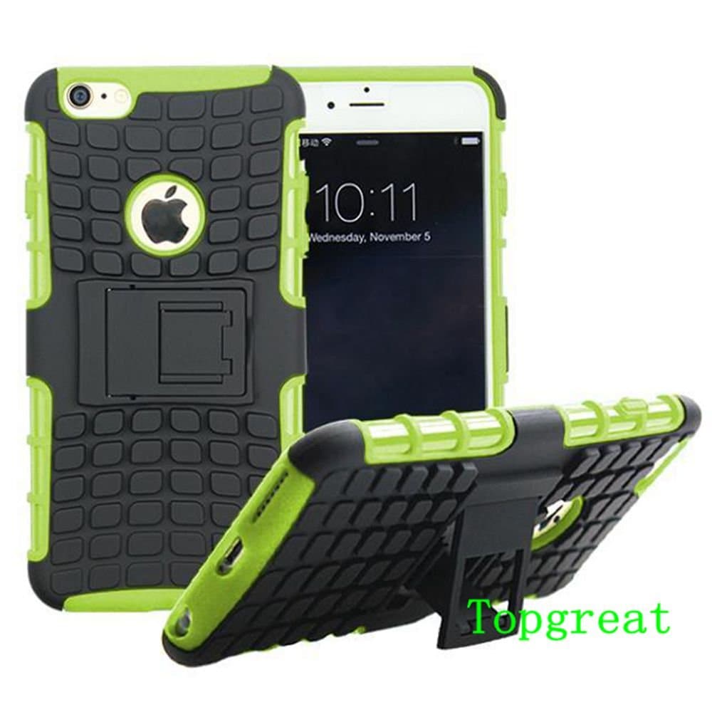 iphone 6 plus Case,iphone 6s plus Case,TopGreat/TPU+PC/Fashion/Non Slip/anti-stain/drop Resistant/slim Lightweight Shockproof Dual Hybrid Layer Cover Case with Kickstand/Gifts/5.5 Inch/(Green)