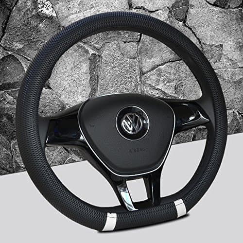 Black and White Color New D shape steering wheel cover breathable automotive car sport steering-wheel covers for VW Volkswagen Santana 2016/ Jetta 2017