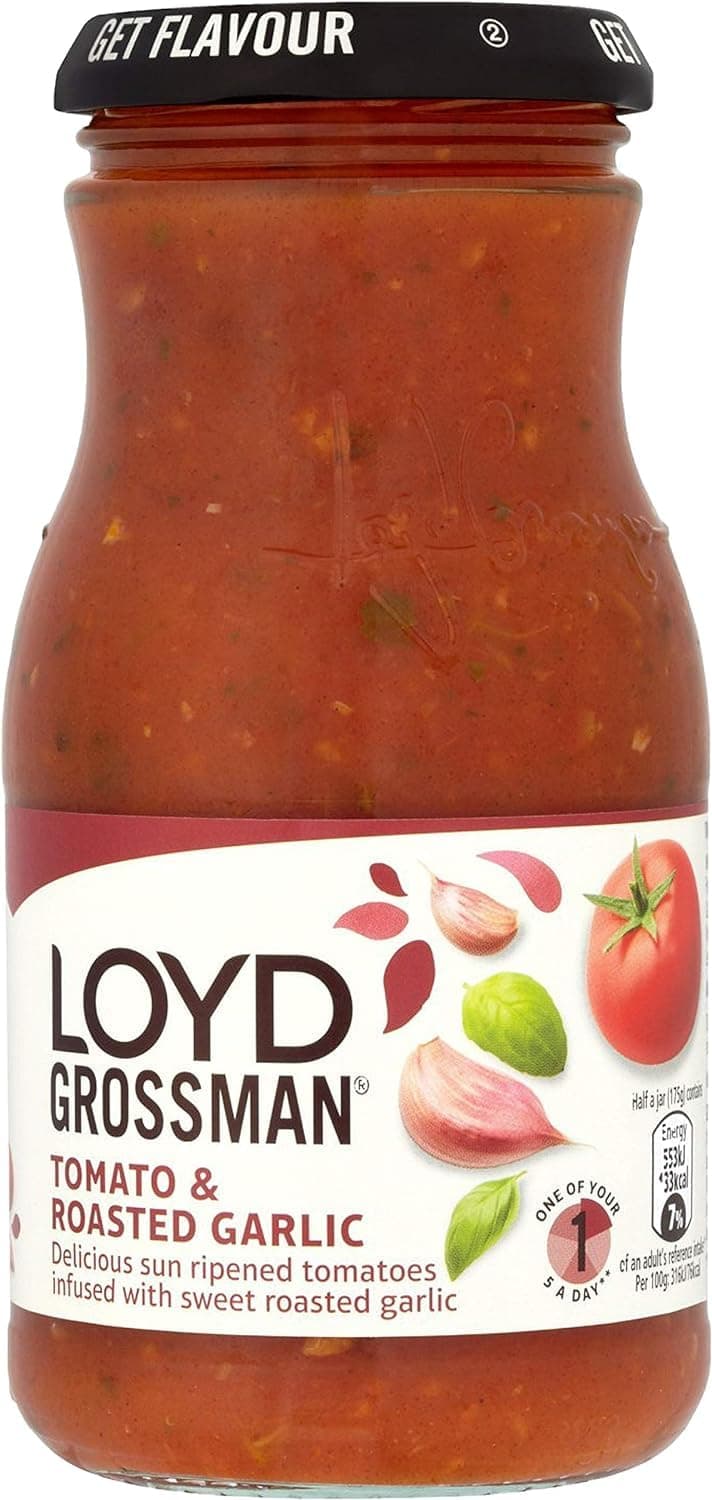 Loyd Grossman Italian Tomato & Roasted Garlic Sauce – Rich Tomato & Sweet Gar...