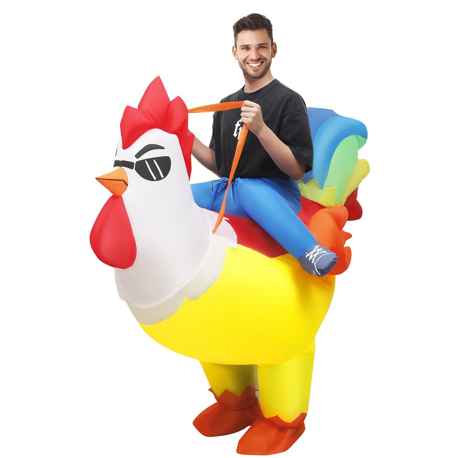 Misvayli Inflatable Rooster Costume, Funny Party Cosplay Chicken Inflatable Costumes, Fancy Dress Inflatable Costumes for Halloween, Air Blow Up Costumes for Christmas Birthday Wedding Easter Party