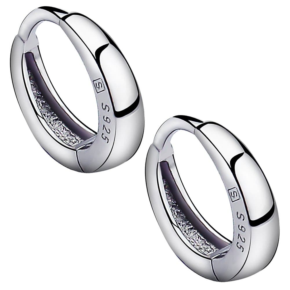 MeixaoFashion Jewelry 925 Sterling Silver Smooth Simple Hoop Stud Earrings for Women/Girl