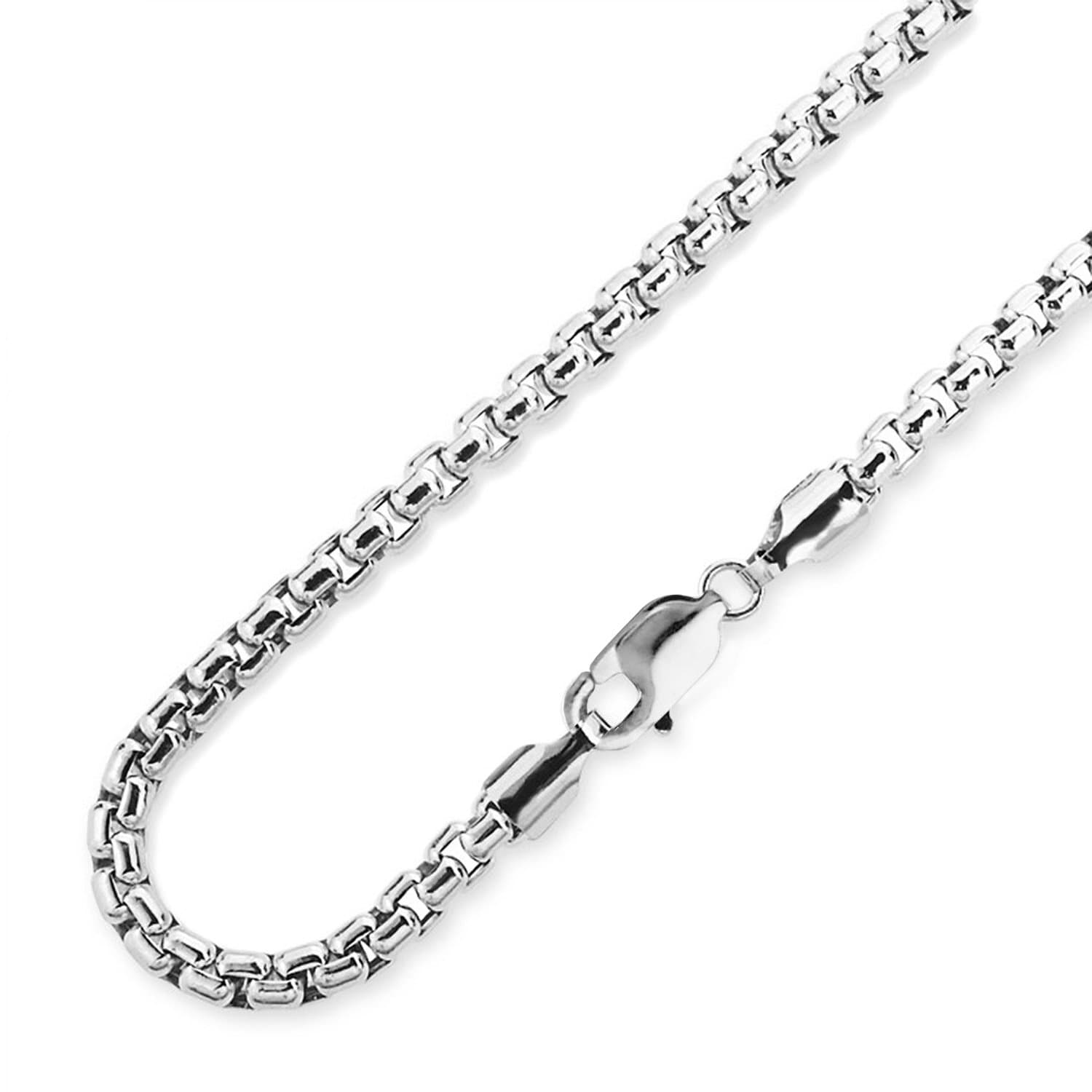 Men's Sterling Silver 925 Hollow Round Box Nickel Free Chain Necklace Made In Italy - 5MM, 22"