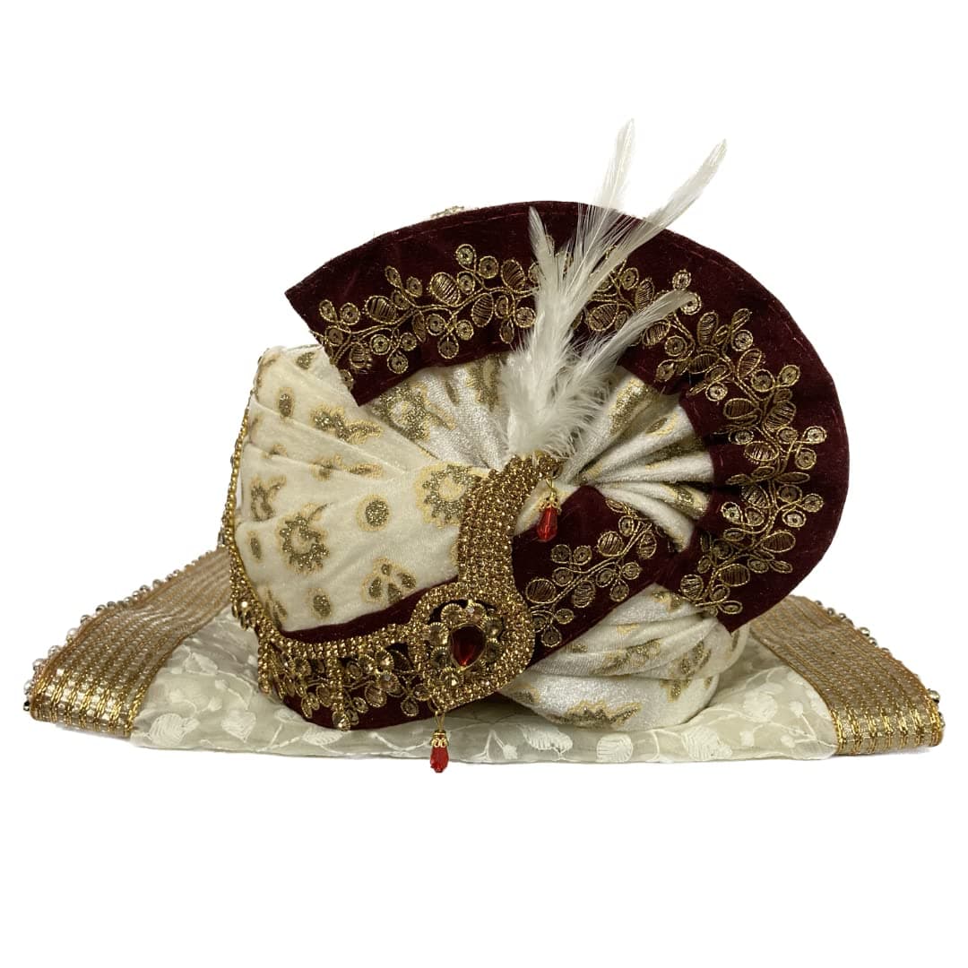 FASHION WEDS Handcrafted Wedding Turban Kalangi Safa with Stall/Patka Set - Traditional and Fashionable Headwear