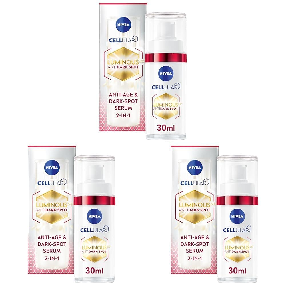 NIVEA Luminous 630 Anti-Age & Dark-Spot Serum (30ml), Facial Serum Reduces 10 Years of Accumulated Age Spots, Face Serum for Even, Strengthened, Younger-Looking Skin (Pack of 3)