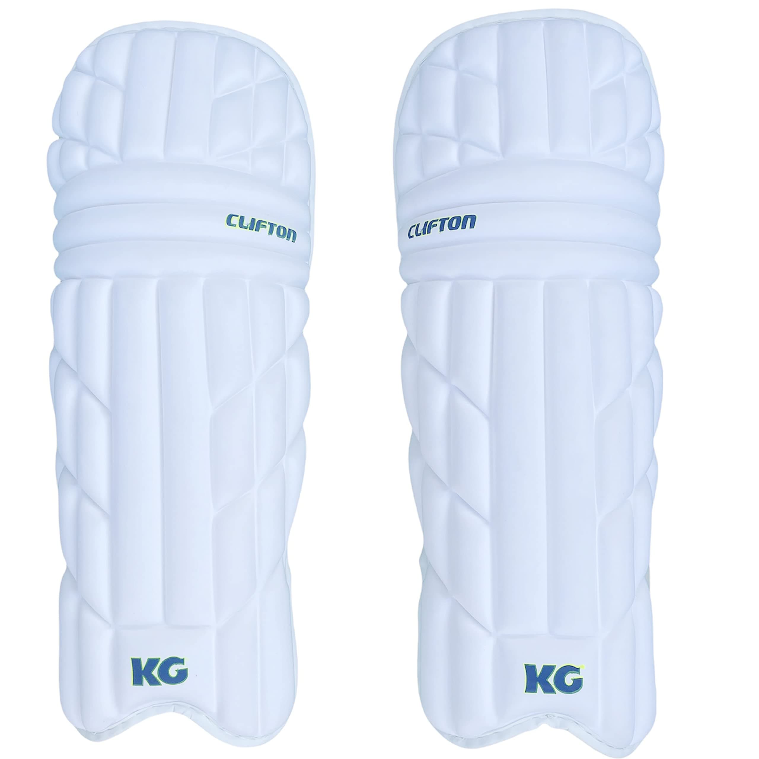 KG HI-TECH Cricket Moulded 2 Straps Batting LEGGUARD, Mens (Light Weight) (White)