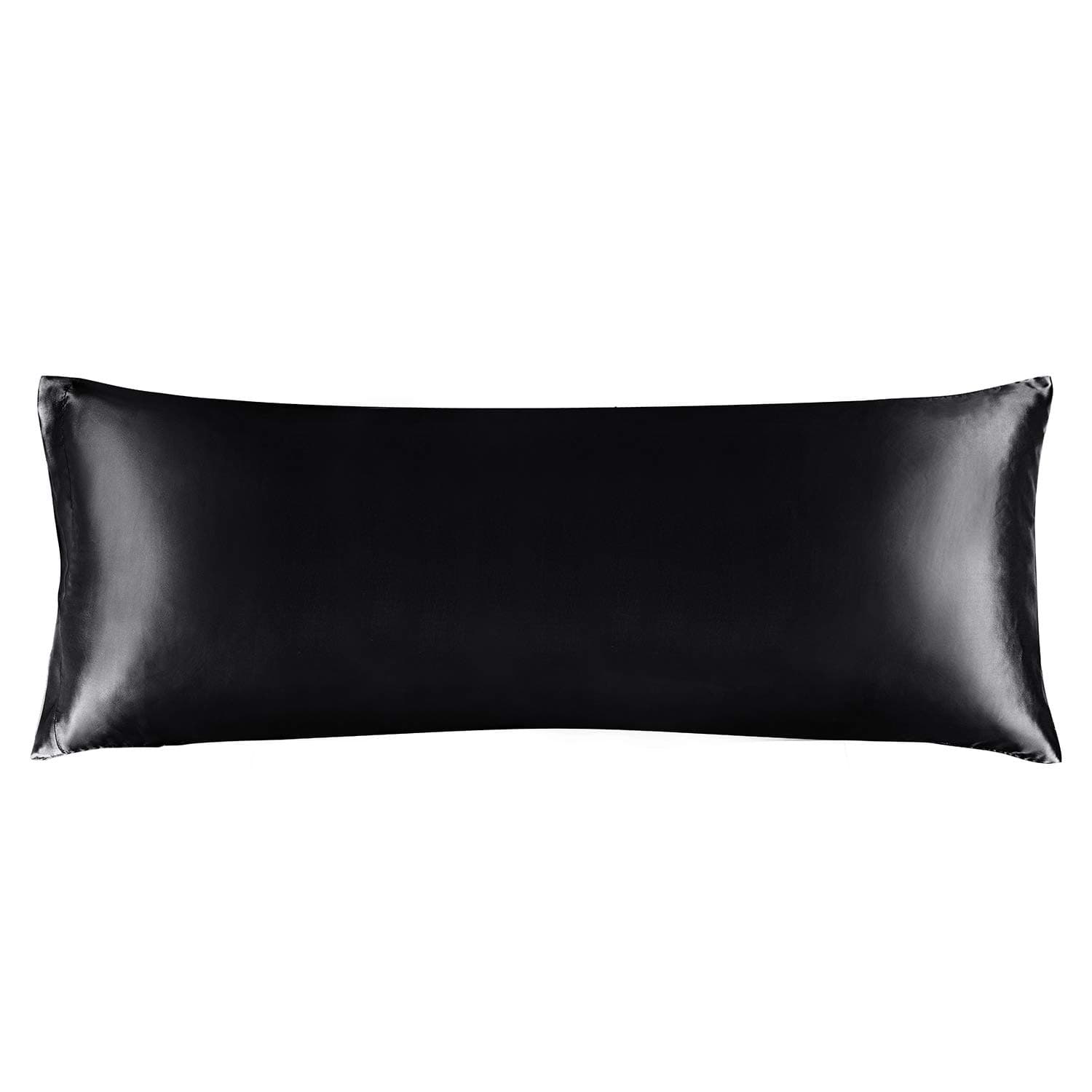 BEDELITE Satin Body Pillow Cover, Super Soft and Cooling Body Pillow Pillowcase for Hair and Skin, Breathable Silky Full Long Pillowcase Cover(20"x54", Black)