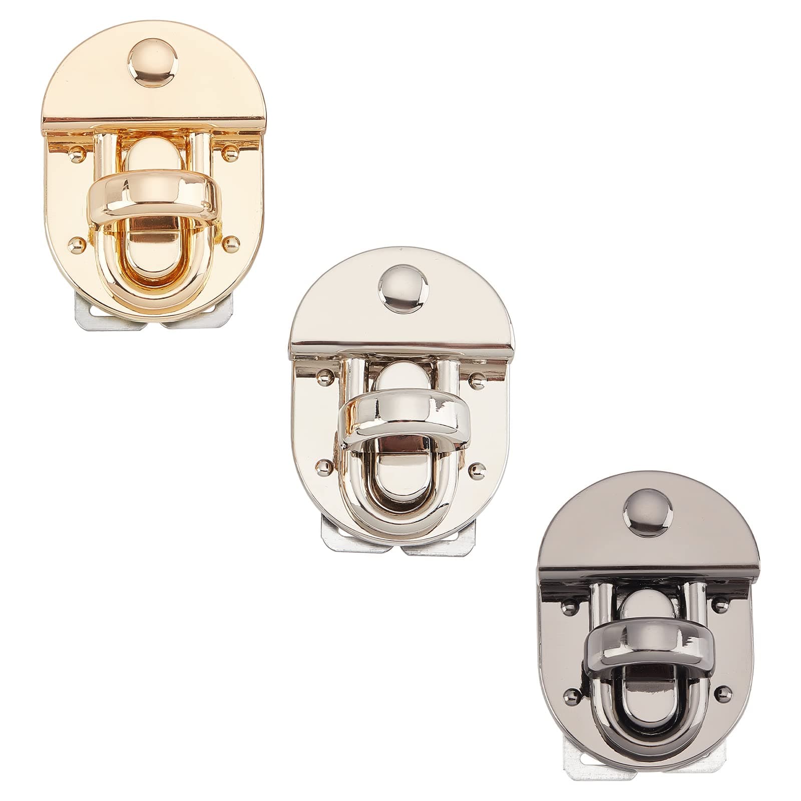 WADORN 3 Colors Purse Twist Lock, Clutches Closure Handbag Turn Locks Clasp Metal Clip Buckle Fasteners Alloy Latches Catch Clasp DIY Leathercraft Briefcase Purse Making Hardware Accessory