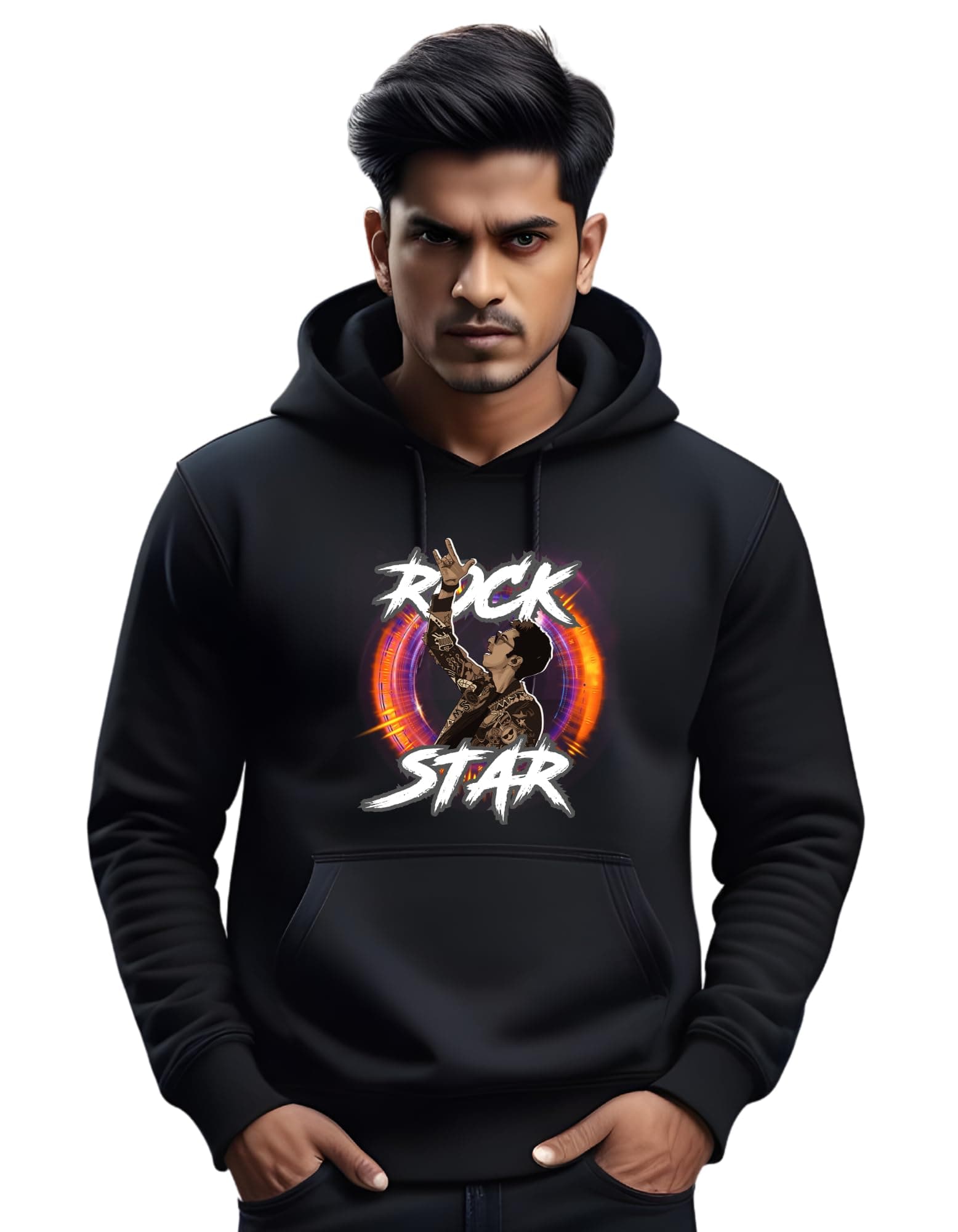 Printed Hoodies for Men and Women - Full Sleeve Hoodies- Cowl Neck Hoodies - Hoodies (Rock Star Anirudh)